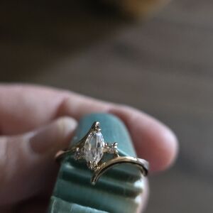 Gold Marquise CZ Ring with Accent Stones